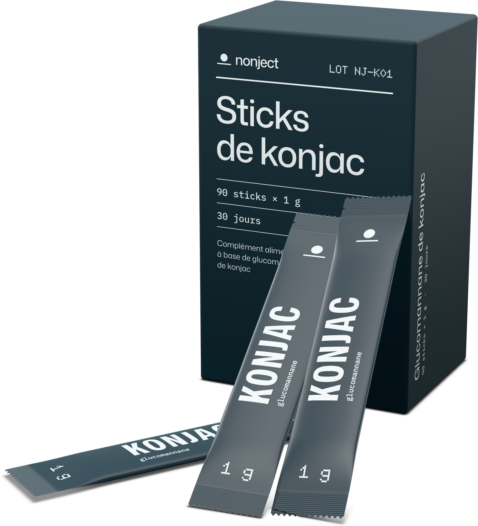 Boîte de 90 sticks de konjac Nonject et quelques sticks